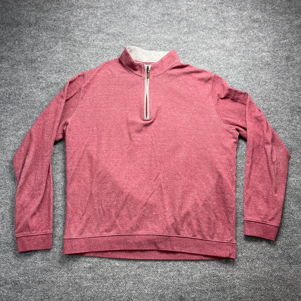 Johnnie-O Mens XL Sully Quarter Zip Pullover Heathered Red Raspberry Sweater